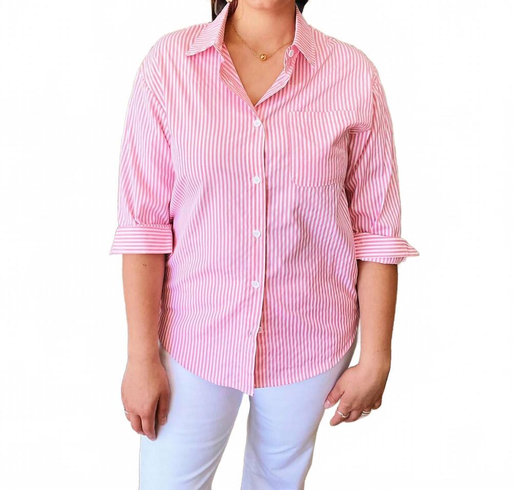NEW LILY CLOTHING astrid long dleeve button down shirt in pink